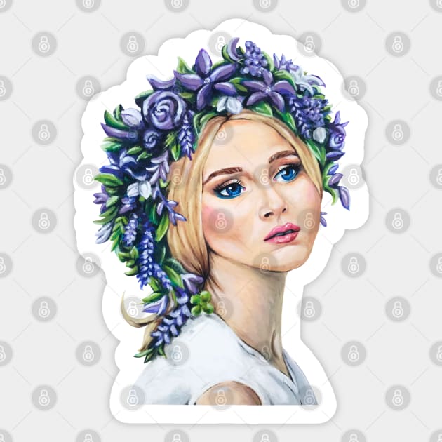 Girl with the Purple Flower Crown Sticker by Lady Lilac